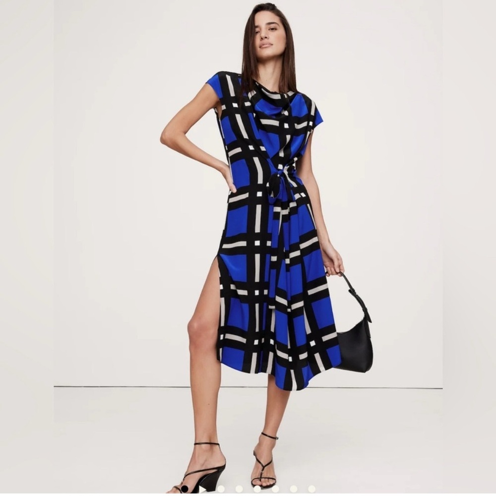 Banana Republic Matte Silk Cowl-Neck Shift Dress